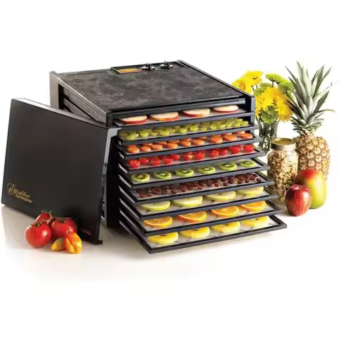 9 Tray Electric Food Dehydrator Machine 600W Digital Timer Temperature Control Automatic Shut Off Fa