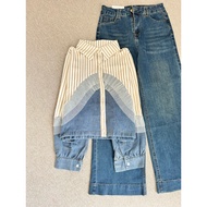 KEMEJA Striped shirt mix jeans K168 29/5 fx baju perempuan