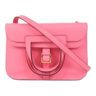 HERMES Swift皮革Mini Halzan金扣手挽肩背兩用袋Rose Azalee