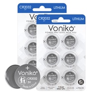 Voniko 3 Volt CR2032 Battery 12 Pack – Lithium Batteries – 2032 Button Battery Flat – 7 Years Shelf 