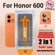 2 in 1 Honor 600 Privacy Simple Paste One-click Tempered Glass Screen Protector For Honor 600 Lite P