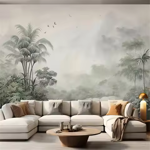 custom Plants Coconut Trees Mural Wallpapers for living room Modern Personality Murals peel and stic