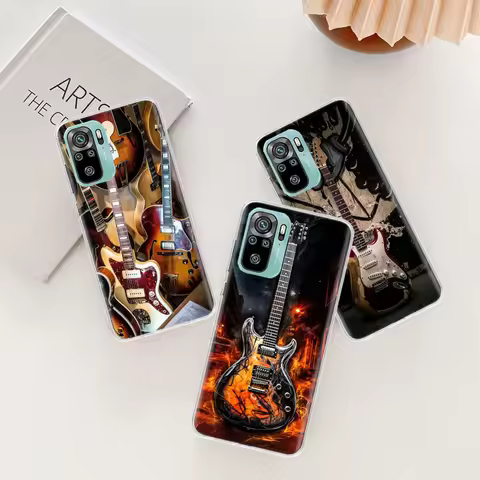 Retro rock Music Electric Guitar Phone Case For Xiaomi Poco M6 X7 X6 X5 Pro X4 X3 GT F7 Mi F6 F5 F4