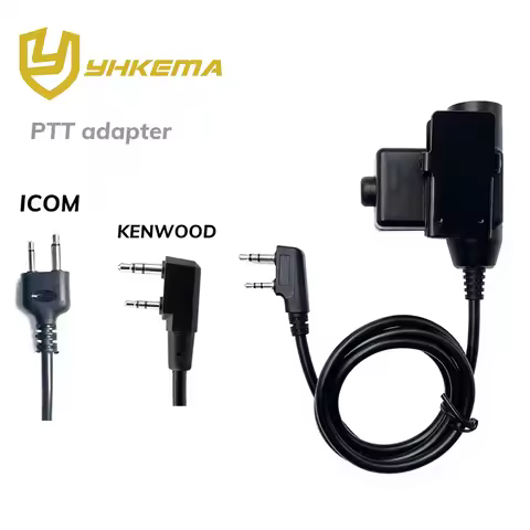 Original YHKEMA U94 PTT Adapter Airsoft Tactical Headset Kenwood(for baofeng) Plug Tactical Headset 