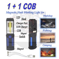 COB LED MAGNETIC WORK LIGHT/ USB RECHARGEABLE TORCH LIGHT