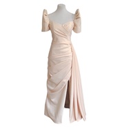 Modern Filipiniana Dress with slit Premium Quality duchess fabric