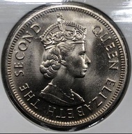 T025香港壹圓 1975年  [大餅一元]【全新UNC未使用--超強車輪轉光/爆光靚品/背面有瑕疵】【英女王 伊利沙伯二世】 香港舊版錢幣・硬幣 $50 (T 025)