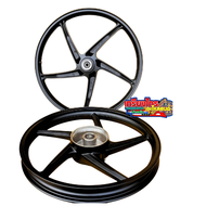 ล้อแม็กเวฟ 110i เวฟ125i ปลาวาฬ ลายเดิมมากับรถสีดำล้วน พร้อมยางนอกหน้าหลัง ขนาดมาตราฐานเหมือนรถใหม่ [