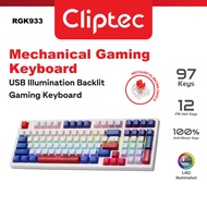 CLiPtec RGK933 Attack97 USB Mechanical RGB Backlit Gaming Keyboard 97-Key Layout for Gamers