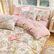 Rabbit Secret Garden 100%cotton Cadar Flat and Fitted Sheet Bed Set 3 in 1 41in 1bedsheet Set Pillowcase Single/Queen/King Bedsheet Set