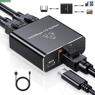 RJ45 Splitter 1 in 2 out Ethernet Adapter 1 to 2 Port Extender 2 Port Gigabit Network Switcher 1000M