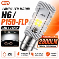 CED Motorcycle LED Light H6 P15D-FLP Super Bright Headlight 2800LM 12W x 2 Chip DC 12-24V IP67 Plug 