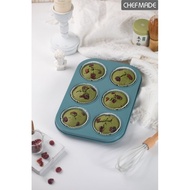 Non Stick Cupcake/English Muffin Pan/ Muffin Cake Pan 6 Cups Chefmade - WK10048