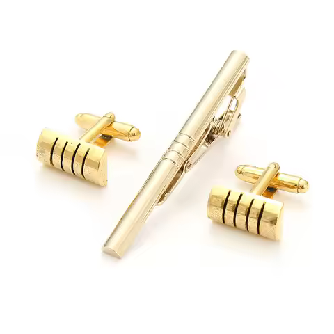 High-end Gold Color Cufflink Tie Clip Set Cufflink Shirt Collar Clip Men's Business Luxulry Jewelry 