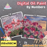 NFS Digital Oil Paint By Numbers 20x 20cm Canvas Frame Number Painting Living Room Wall Decor
