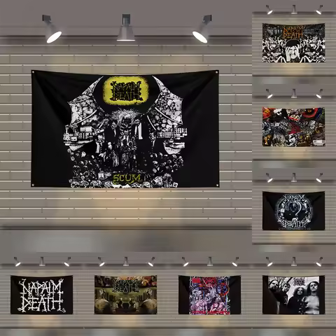 3x5 Ft N-NapalmS D-Deaths Heavy Metal Band Flag Rock Music Wall Banner for Bedroom Studio Bar Concer