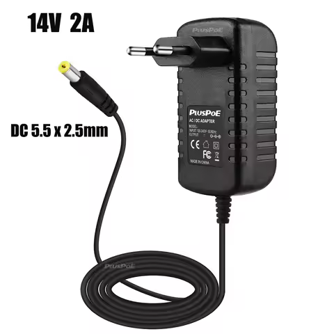 14V 2A AC 100V-240V Converter Adapter DC 14V 2A 2000mA Power Supply EU Plug 5.5mm x 2.1mm-2.5mm