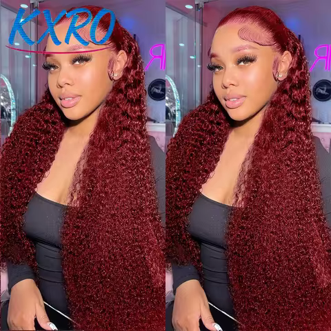 99J Burgundy Ginger Kinky Curly Human Hair Wig 13x4 HD Lace Colored Lace Front Human Hair Wigs For W