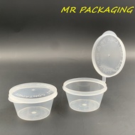 3.25oz Round Disposable Plastic Food Container Hinged Lid [ 50pcs± ]  3.25 oz / 3oz Deli Container -