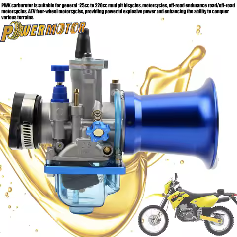 PWK 28mm 30mm 32mm 34mm Motorcycle Carburetor w/ Blue Velocity Stack Clear Bowl For KEIHIN KOSO OKO