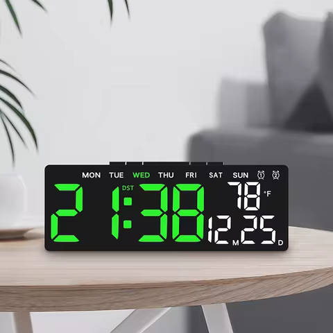Digital Alarm Clock TEMP Date 2 Alarm Timing Countdown DST Snooze Table Clock Auto Dimming 12/24H US
