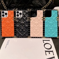 Cartoon Bear Square Leather Phone Case Samsung Galaxy S25Edge A16 5G S24/S25 Ultra A04E A34 A33 A40 