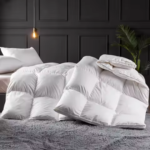 Luxury Bedding Comforter Duvet Insert White Goose Down All Season Warmth Quilted Comforter Blanket T