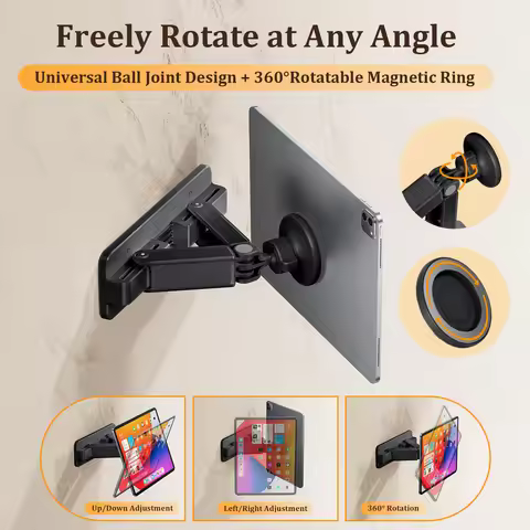 Oatsbasf Magnetic Tablet Wall Mount 360°Rotation Adjustable Tablet Holder Universal for iPhone,iPad,