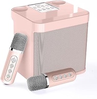 Karaoke Machine with 2 Microphones,Karaoke Machine for Adults and Kids,Portable Mini Karaoke Speaker PA System,Support Bluetooth/USB/AUX/TF, Karaoke Kit for TV,Home Party, Meeting,Outdoor (Pink)