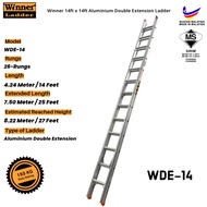 Winner Ladder 14 ft x 14 ft Aluminium Double Extension Ladder 14 kaki x 14 kaki Tangga Heavy Duty