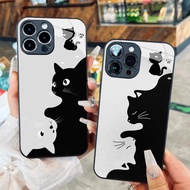 Cute black cat glass case for iPhone 17 16 15 14 13 12 11 8 7 6 6s 6p 7p 8p 6g 7g 8g Pro Max XR XS x