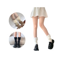 [ KHAEFASHION ] - (KK022) Fur Leg Warmer Winter Thick Fur Socks Knitted Socks Fingerless Socks