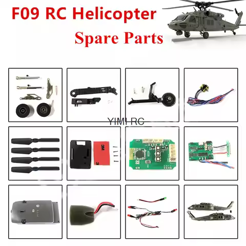 YXZNRC F09 Helicopter UH60-Black Hawk Accessories Body Battery Remote Control Blade Spindle Parts Fo