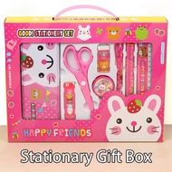 9pc stationary set in a box pencil school supplies ruler eraser refills scissors mechanical pencil