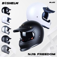 Boshelm Helm Njs Freedom Solid Hitam Glossy Helm Full Face Sni