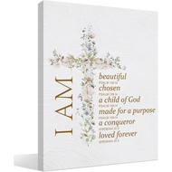 Biwsha Christian Bible Verses Wall Art For Kids Baptism Gifts For Baby Girl I Am a Child of God Canv