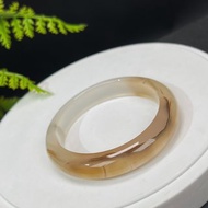 精品 香檳金瑪瑙手鐲 54MM 冰潤起光龍鱗紋飄花玉髓手環 辟邪福祿