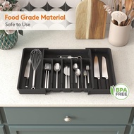 Expandable Kitchen Drawer Organizer, Cutlery Storage Tray Box with Adjustable Dividers for Utensils,
