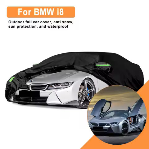 Full Car Cover For BMW i8 All Weather Outdoor Snow Sun UV Dustproof with Reflective Strips Wind Stra