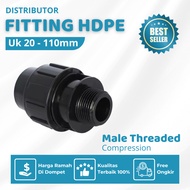 HDPE Pipe Connection 25mm to Outer Thread 1/2" PN16 – HDPE Pipe External Thread Socket