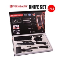 Set Pisau Dapur 7 pcs/ Good Quality Sharp Knife Kitchen Cleaver Slicing Chef Knife 7Pcs Gift Set (Knife+Peeler+Scissor)