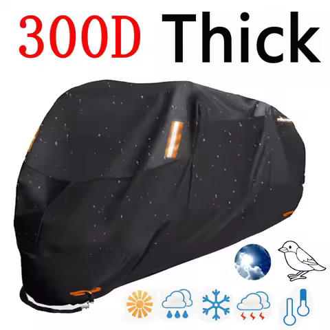 Motorcycle Cover Waterproof Dust Rain Snow UV Protection Thick 300D Black Indoor Outdoor M L XL XXL 