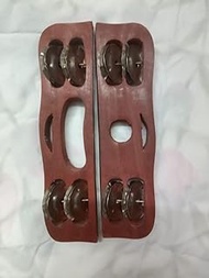 Traditional Indian Wooden Manjira | Musical Instrument for Bhajan and Kirtans (Brown, 4 Pair)