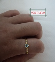 現貨包SF 金色 925 純銀 Tiffany Blue 心心鋯石 彩鑽 藍鑽 綠鑽 0.30carat 克拉 VVS2 D色 鑽石 莫桑石 鋯石子戒指 介指 介子 (活口 可調節)