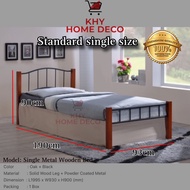 Single Metal Wooden Bed/Katil Kayu Besi Bujang/Single Bed Frame