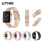 [HOT JUXXKWIHGWH 514] สายหนังอุทัยสำหรับ Apple Watch Band 38มม. 40มม. 42มม. 44มม. 7/6/5/4/3/2/1 Series สายแฟชั่น IWatch สร้อยข้อมือนาฬิกาสมาร์ท B12