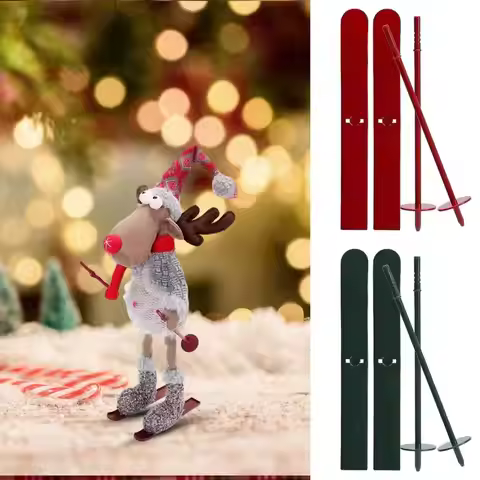 Snow Skis Decoration 2X Snowboard Props With Ski Poles Christmas Desktop Ornaments For Christmas Gno