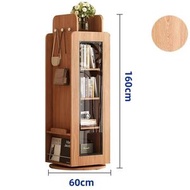 內地直送 - 全國包送裝實木旋轉書櫃360度原木帶門架落地轉角立櫃客廳展示櫃