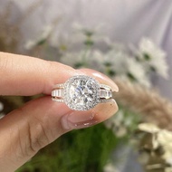 1Pc 2ct Moissanite Round Square Belt Ring For Women S925 Sterling Silver Promise Ring Eternity Ring 