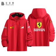 เสื้อแจ็คเก็ตผู้ชาย Shell 3-in-1 Ferrari F1 Racing Car Fan Soft สไตล์ยูนิเซ็กซ์ ทรงหลวม ปกขนสัตว์ เส